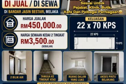 Lot Kedai Untuk Di Jual / Di Sewa di Bandar Jasin Bestari, Melaka.